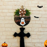 NNEOBA Halloween Ghost Wreath with Wooden Round Board