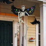 NNEOBA Halloween Hanging Wing Skeleton Skull with Glowing Wings