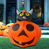 NNEOBA Halloween Inflatable Pumpkin Cat Outdoor LED Decoration