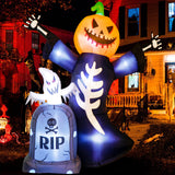 NNEOBA Halloween Pumpkin Skeleton Tombstone Yard Decor