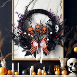 NNEOBA Halloween Skull Wreath for Front Door