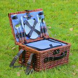 NNEOBA Handmade Wicker Picnic Basket with Blanket (4 sets)