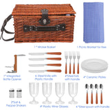 NNEOBA Handmade Wicker Picnic Basket with Blanket (4 sets)