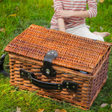 NNEOBA Handmade Wicker Picnic Basket with Blanket (4 sets)