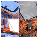 NNEOBA Handmade Wicker Picnic Basket with Blanket (4 sets)