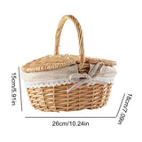 NNEOBA Woven Wicker Picnic Basket with Double-Lid Handle