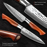 NNEOBA 5-Inch Damascus Utility Knife 73-Layer Powder Steel Brown