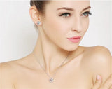 NNEOBA NNEOBA 925 Silver Four Leaf Clover Zircon Necklace