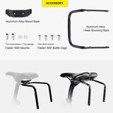NNEOBA 13L Bike Saddlebag with Stabilizer Rack Rainproof Storage Set Black