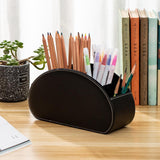NNEOBA PU Leather Storage Box Multifunctional Desk Organizer Box Black Solid Color Simple Style Home Office Remote Control Storage