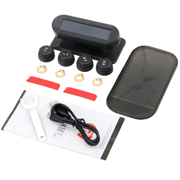 NNEOBA Solar Powered Wireless Tire Pressure Monitoring System with LCD Display Black