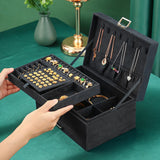 NNEOBA 3-layes Black Flannel Jewelry Box boite a bijou Jewelry Organizer Necklace Earring Ring Storage Box for Women Gifts