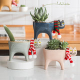 NNEOBA Ceramic Flower Pot Cute Cat Shape Garden Pots Succulent Planter Plant Container Home Desktop Decor Vase For Living Room