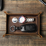 Genuine Leather Folding Desktop Storage Tray
