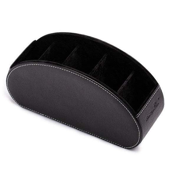 NNEOBA PU Leather Storage Box Multifunctional Desk Organizer Box Black Solid Color Simple Style Home Office Remote Control Storage