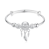 NNEOBA Feather Round Bead Charm Bracelet
