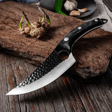 NNEOBA 2pcs Hand-Forged Boning Butcher Knife Set Black