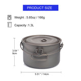 NNEOBA Titanium Camping Cookware Pot 1300ml Gray