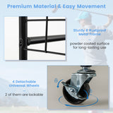 NNECW Heavy Duty Metal Double Golf Bag Storage Rack with Shelves & Lockable Wheels