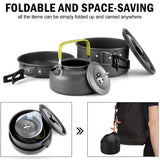 NNEOBA 11-Piece Outdoor Camping Cookware Set Black