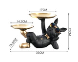 NNEOBA Resin Bulldog Statue - Unique Animal Figurine Sculpture in Black