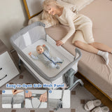 NNECW Height Adjustable Travel Cot with Mattress for 0-6 Months-Grey