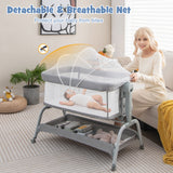 NNECW Height Adjustable Travel Cot with Mattress for 0-6 Months-Grey