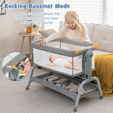 NNECW Height Adjustable Travel Cot with Mattress for 0-6 Months-Grey