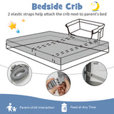 NNECW Height Adjustable Travel Cot with Mattress for 0-6 Months-Grey