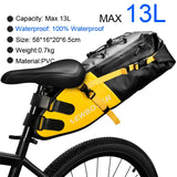 NNEOBA Waterproof 13L Bike Saddle Bag Foldable Rear Tail Trunk Yellow