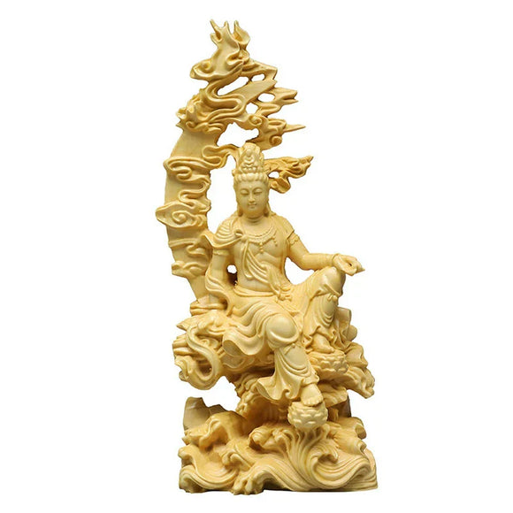 NNEOBA Wooden Guanyin: Tranquil Buddha Sculpture for Stylish Living Room Decor