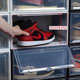 NNEOBA 2pcs Transparent Sneaker Shoe Box Dust-proof Storage Box Stackable Shoe Cabinet High-top Dustproof AJ Shoes Organizers Shoe Rack