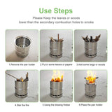 NNEOBA Portable Wood-Burning Camping Stove Silver