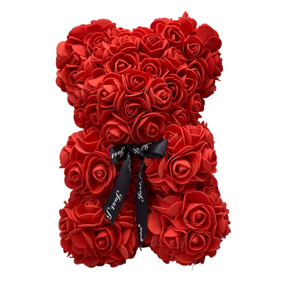 NNEOBA Red Rose Teddy Bear - 25cm Artificial Flower Decoration