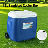NNEDSZ Glacio 38L Portable Ice Cooler Box With Wheels Camping Fridge