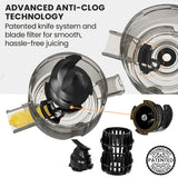 NNEMB Cold Press Slow Juicer Machine, Large Chute, 200W, Charcoal Grey