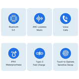 Waterproof Tws Headset With Anc & Charging Case - Ta1 Bluetooth V5.0-1915197596352253955