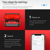 Waterproof Wireless Bluetooth Earphones - Stereo 5.0 - Black-1915196700071432195