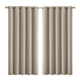 2x Blockout Curtains Panels 3 Layers Beige-1910113270048624640