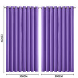 2x Blockout Curtains Panels 3 Layers Purple CD1003-300X230-GY-1919892932849176578