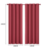 2x Blockout Curtains Panels 3 Layers Burgundy-1910113269696303106