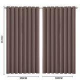 2x Blockout Curtains Panels 3 Layers Taupe CD1003-300X230-GY-1919892933356687362