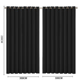 2x Blockout Curtains Panels 3 Layers Black CD1003-300X230-GY-1919892932299722754