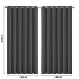 2x Blockout Curtains Panels 3 Layers Charcoal-1910113273009803266