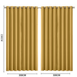 2x Blockout Curtains Panels 3 Layers Mustard CD1003-300X230-GY-1919892933180526594