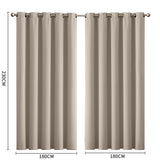 2x Blockout Curtains Panels 3 Layers Beige-1910113270048624642
