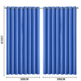 2x Blockout Curtains Panels 3 Layers Blue CD1003-300X230-GY-1919892932463300610