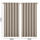 2x Blockout Curtains Panels 3 Layers Beige-1910113272368074754