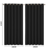 2x Blockout Curtains Panels 3 Layers Black-1910113272577789954