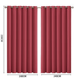 2x Blockout Curtains Panels 3 Layers Burgundy-1910113274339397634